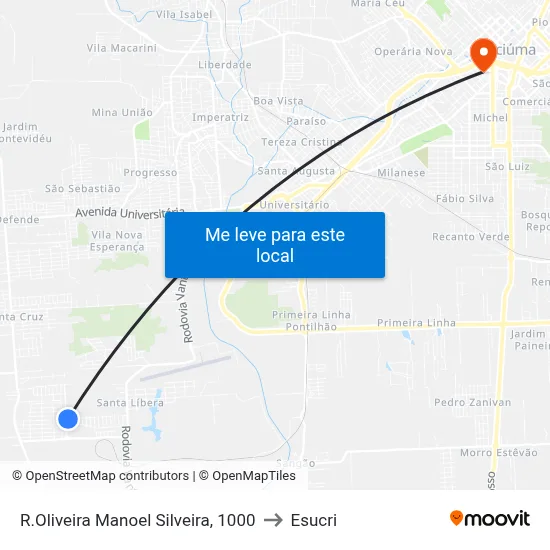 R.Oliveira Manoel Silveira, 1000 to Esucri map