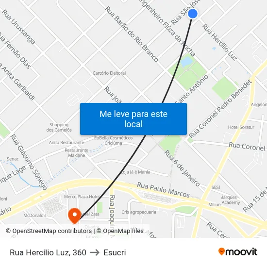 Rua Hercílio Luz, 360 to Esucri map