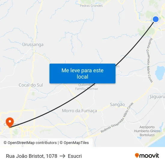 Rua João Bristot, 1078 to Esucri map