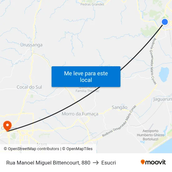 Rua Manoel Miguel Bittencourt, 880 to Esucri map
