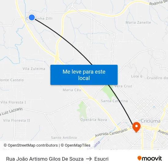 Rua João Artismo Gilos De Souza to Esucri map