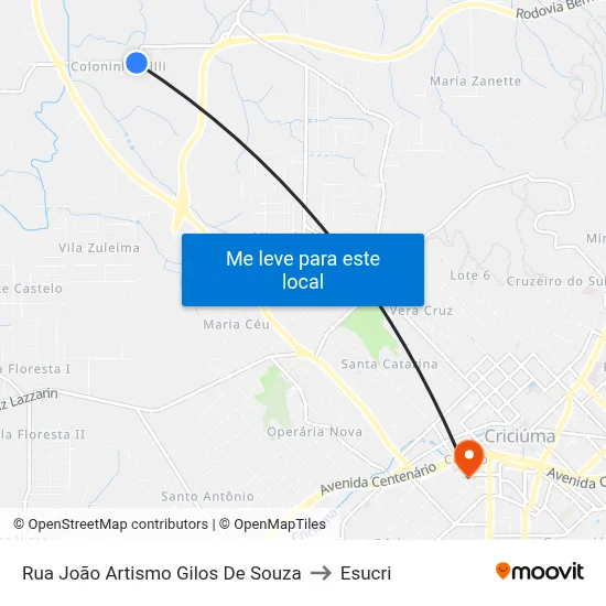 Rua João Artismo Gilos De Souza to Esucri map