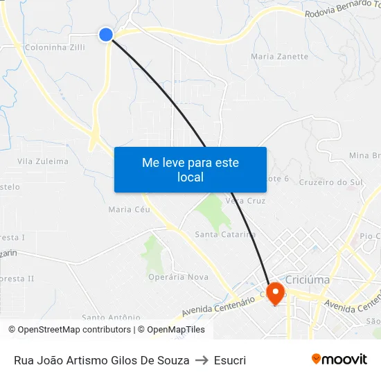 Rua João Artismo Gilos De Souza to Esucri map
