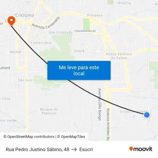 Rua Pedro Justino Sábino, 48 to Esucri map