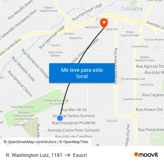 R. Washington Luiz, 1181 to Esucri map