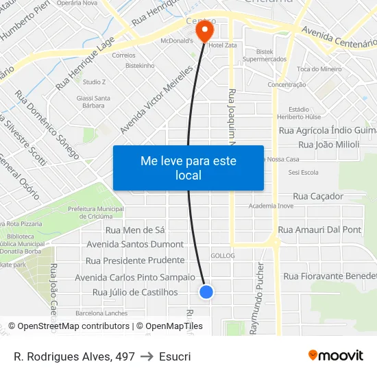 R. Rodrigues Alves, 497 to Esucri map