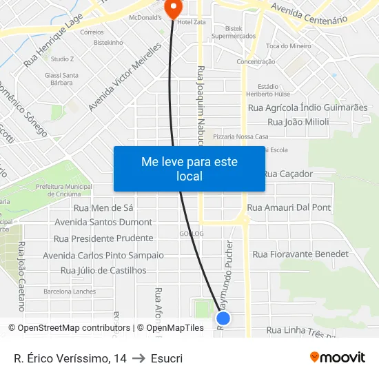 R. Érico Veríssimo, 14 to Esucri map