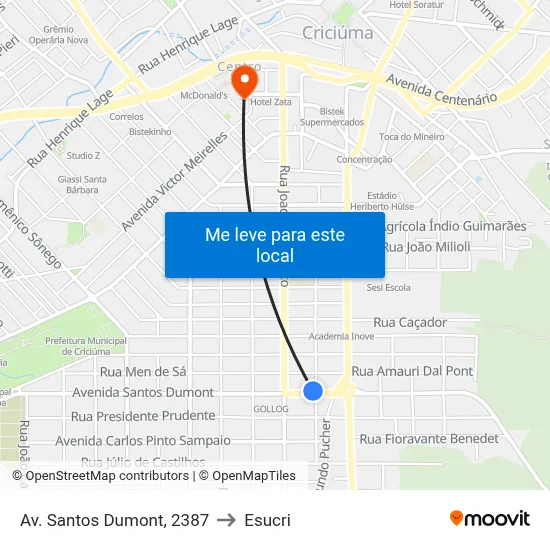 Av. Santos Dumont, 2387 to Esucri map