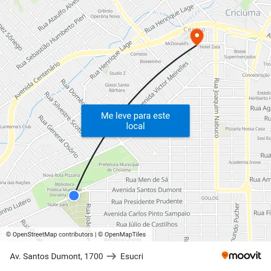 Av. Santos Dumont, 1700 to Esucri map
