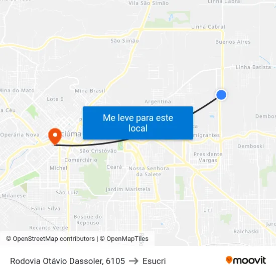 Rodovia Otávio Dassoler, 6105 to Esucri map