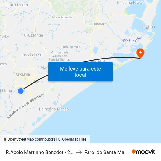 R.Abele Martinho Benedet - 250 to Farol de Santa Marta map