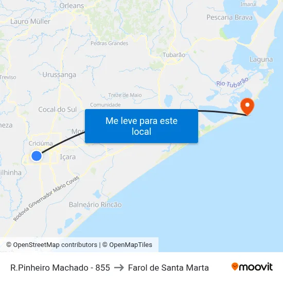 R.Pinheiro Machado - 855 to Farol de Santa Marta map