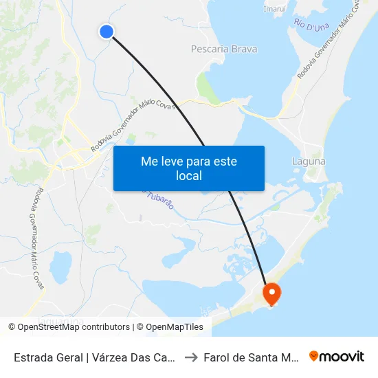 Estrada Geral | Várzea Das Canoas to Farol de Santa Marta map