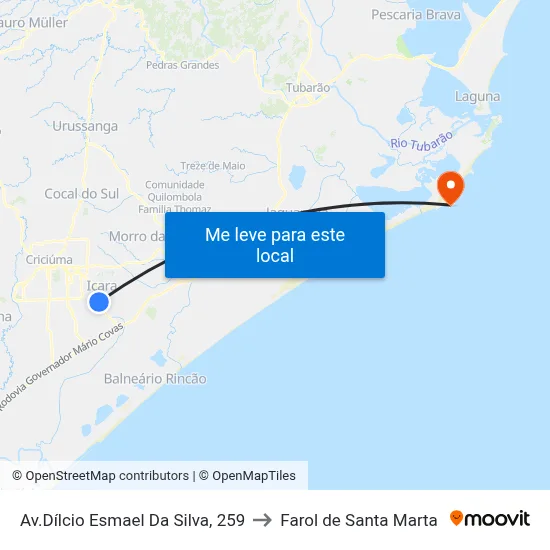 Av.Dílcio Esmael Da Silva, 259 to Farol de Santa Marta map