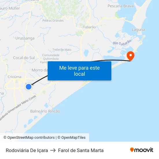 Rodoviária De Içara to Farol de Santa Marta map