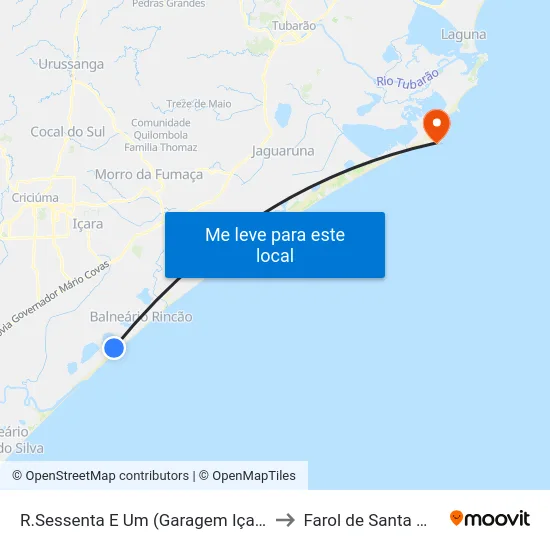 R.Sessenta E Um (Garagem Içarense) to Farol de Santa Marta map