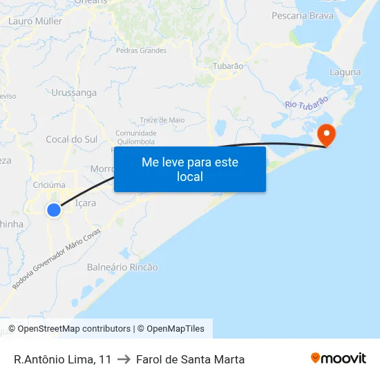 R.Antônio Lima, 11 to Farol de Santa Marta map