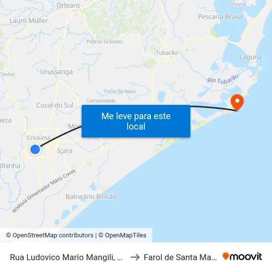 Rua Ludovico Mario Mangili, 300 to Farol de Santa Marta map