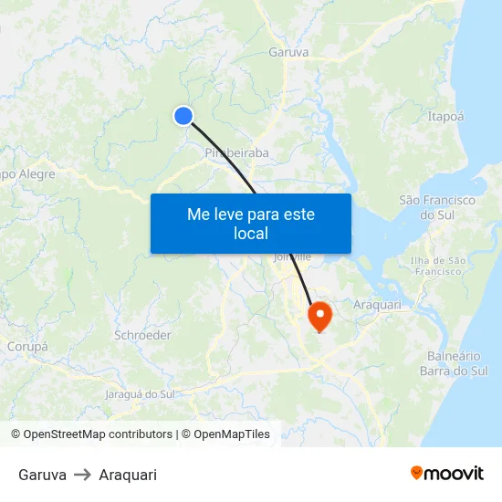 Garuva to Araquari map