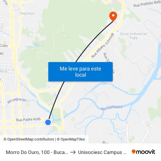 Morro Do Ouro, 100 - Bucarein to Unisociesc Campus Park map