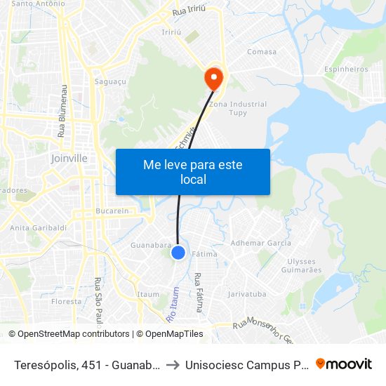 Teresópolis, 451 - Guanabara to Unisociesc Campus Park map