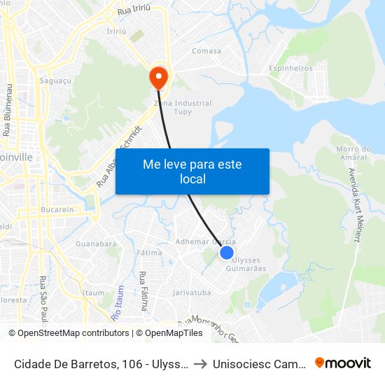 Cidade De Barretos, 106 - Ulysses Guimarães to Unisociesc Campus Park map