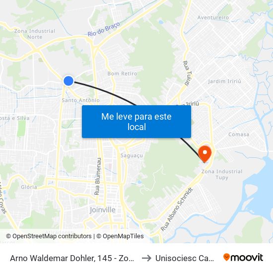 Arno Waldemar Dohler, 145 - Zona Industrial Norte to Unisociesc Campus Park map