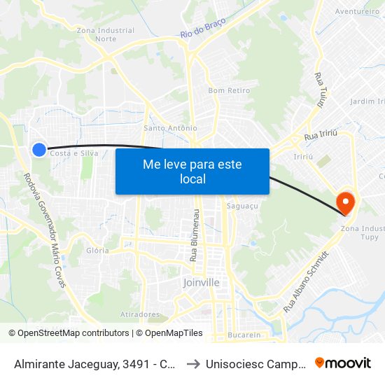 Almirante Jaceguay, 3491 - Costa E Silva to Unisociesc Campus Park map