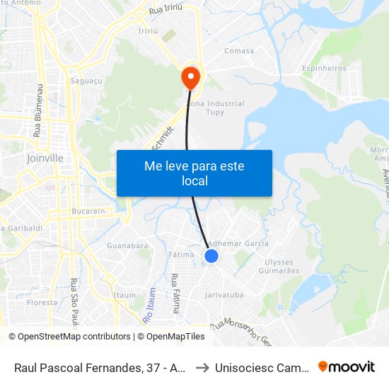Raul Pascoal Fernandes, 37 - Adhemar Garcia to Unisociesc Campus Park map