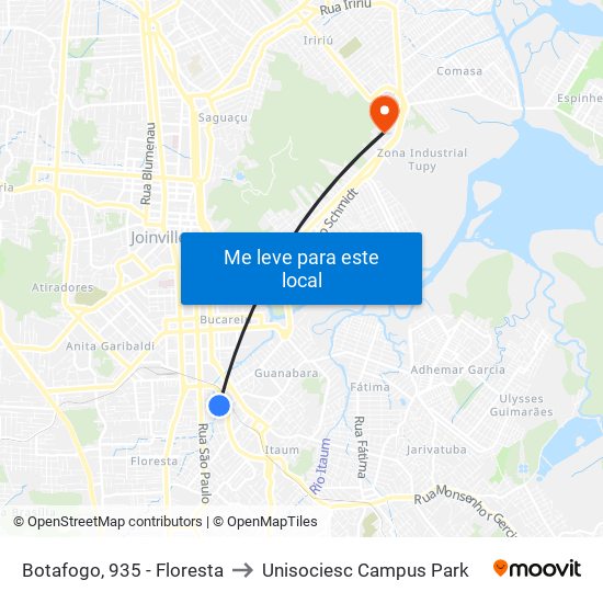 Botafogo, 935 - Floresta to Unisociesc Campus Park map