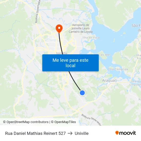 Rua Daniel Mathias Reinert 527 to Univille map