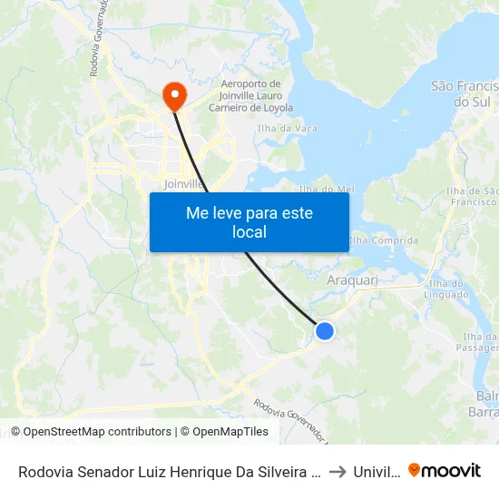 Rodovia Senador Luiz Henrique Da Silveira ,37 to Univille map