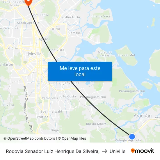 Rodovia Senador Luiz Henrique Da Silveira, to Univille map