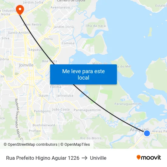 Rua Prefeito Higino Aguiar 1226 to Univille map