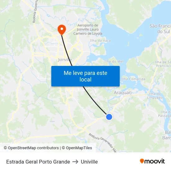 Estrada Geral Porto Grande to Univille map