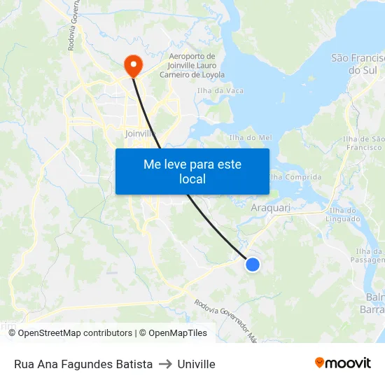 Rua Ana Fagundes Batista to Univille map