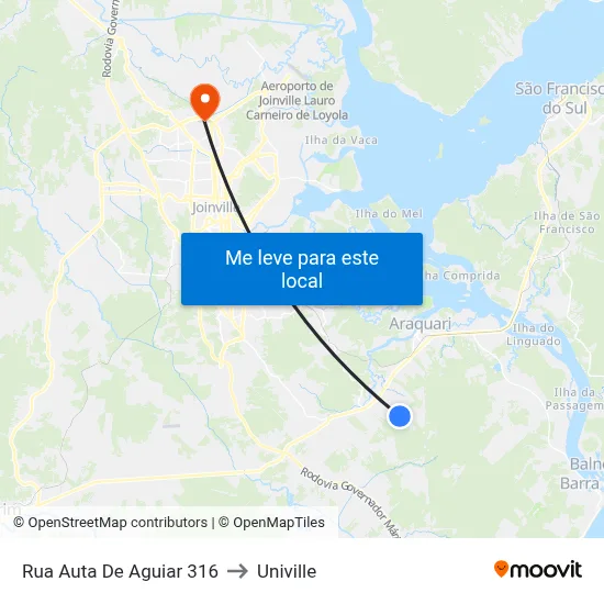 Rua Auta De Aguiar 316 to Univille map