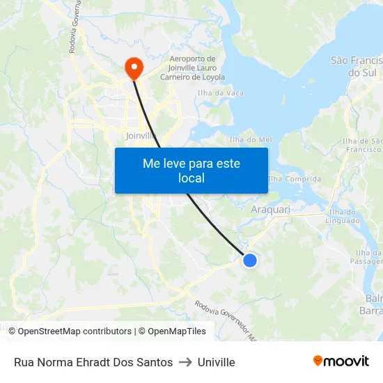 Rua Norma Ehradt Dos Santos to Univille map