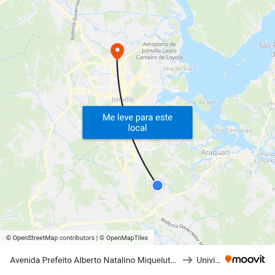 Avenida Prefeito Alberto Natalino Miquelute, 7176 to Univille map