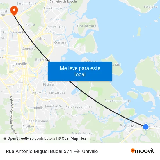Rua Antônio Miguel Budal 574 to Univille map