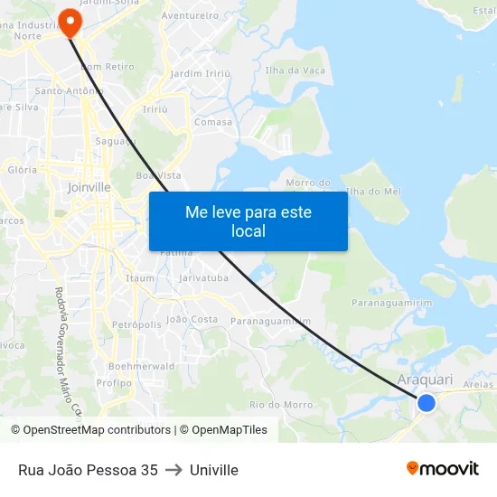 Rua João Pessoa 35 to Univille map