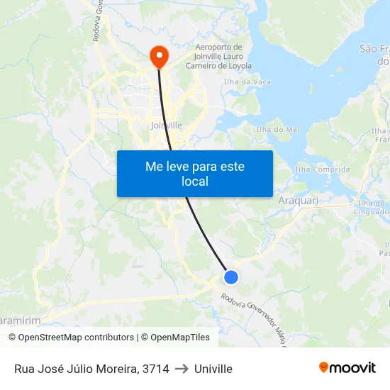 Rua José Júlio Moreira, 3714 to Univille map
