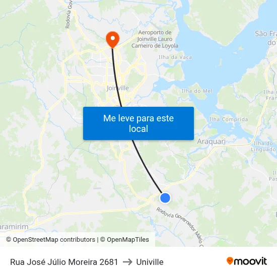 Rua José Júlio Moreira 2681 to Univille map