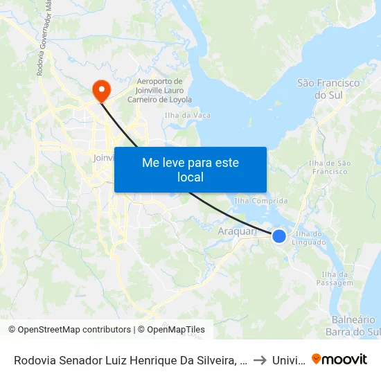 Rodovia Senador Luiz Henrique Da Silveira, 11965 to Univille map