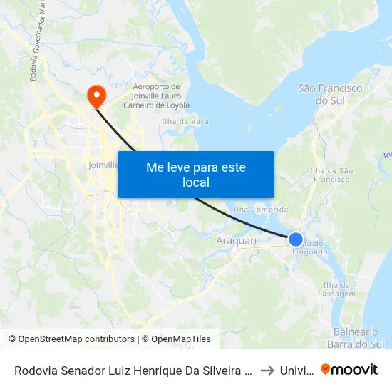 Rodovia Senador Luiz Henrique Da Silveira 61004 to Univille map