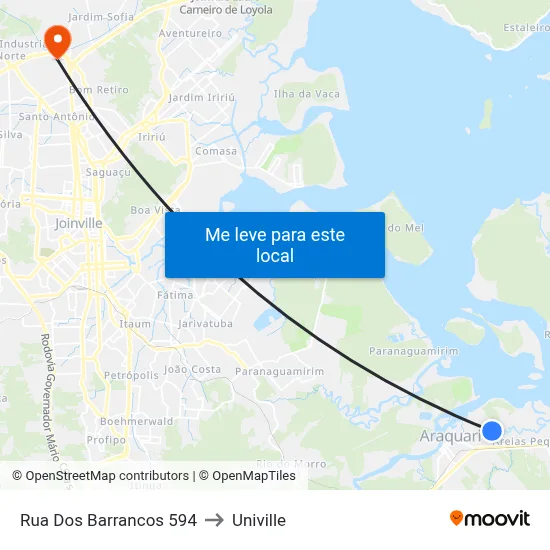 Rua Dos Barrancos 594 to Univille map
