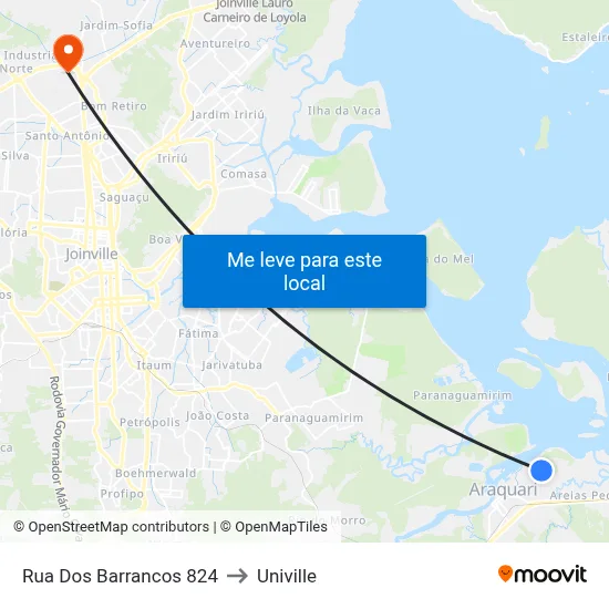 Rua Dos Barrancos 824 to Univille map