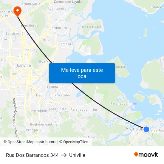 Rua Dos Barrancos 344 to Univille map