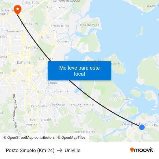 Posto Sinuelo (Km 24) to Univille map