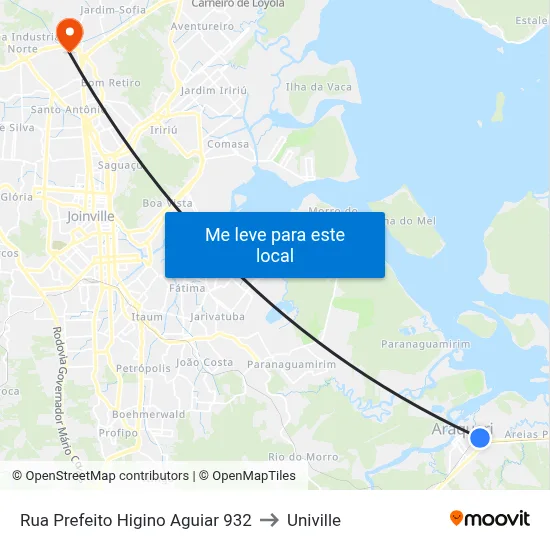 Rua Prefeito Higino Aguiar 932 to Univille map